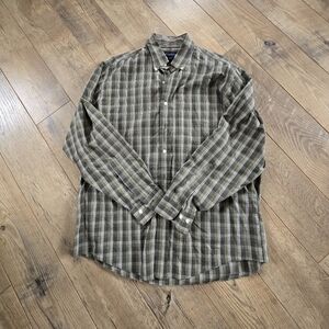 Brooks Brothers Men's Large 💯 Cotton  Green Plaid Button Down Shirt